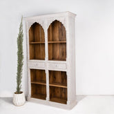 Rajasthan Handmade Indian Furniture Wooden Double Arch Bookshelf